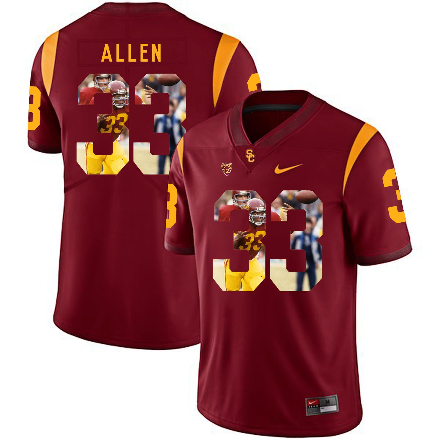 Men USC Trojans #33 Allen Red Fashion Edition Customized NCAA Jerseys->customized ncaa jersey->Custom Jersey